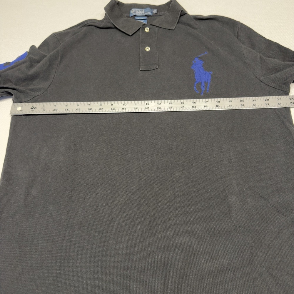 Polo Ralph Lauren Big Pony Long Sleeve Polo Shirt‎ Black With Blue Pony Men's XL - Picture 9 of 11